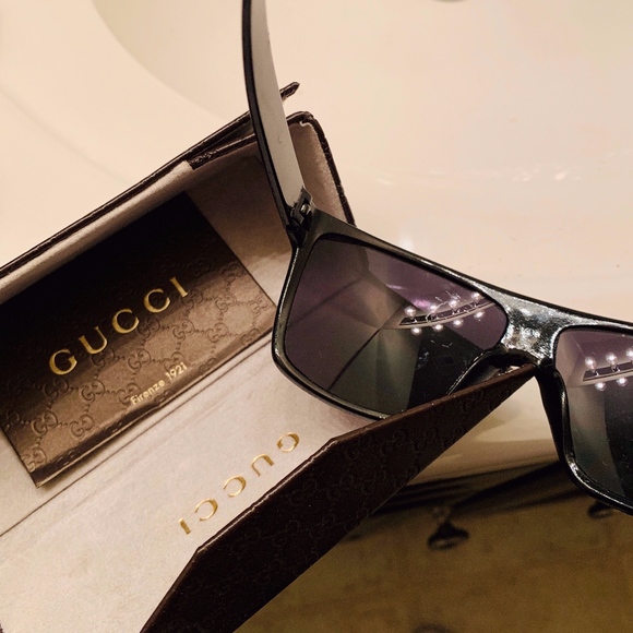 Gucci Square Acetate Sunglasses, Black - Picture 1 of 1